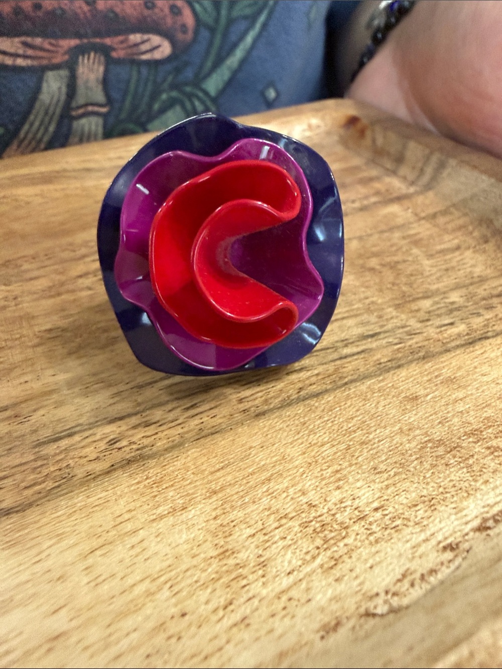 Marc By Marc Jacobs Layered Resin Flower Ring in Purple, Pink & Red